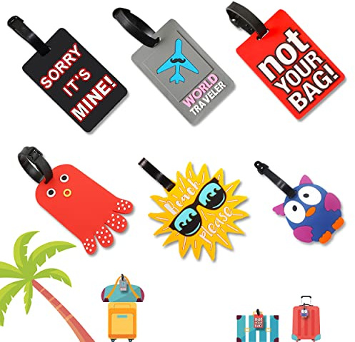 6 Piezas Etiquetas Equipaje para Maletas, Etiquetas Equipaje Impermeables, Etiquetas Identificación de Equipaje con Placa Nombre, Etiquetas Equipaje Personalizada para Maletas Mochilas Bolsa Viaje