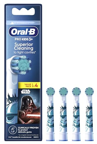 Oral-B Pro Kids Brossettes pour Brosse à dents électriques, Disney Star Wars, Pack De 4 Unités, Conçu Pour Un Brossage En Douceur