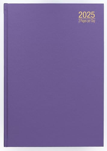 Impressum 2024 Premium Qualität A4 Zwei Seiten pro Tag Terminplaner, fester Einband, Schreibtisch-Tagebuch mit Lesebändchen – Home Office Schreibtischplaner/Organizer, Restaurantplaner (lila)