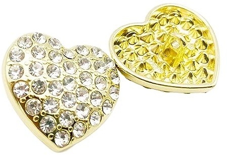 Knöpfe Diamant-Nieten-Mantelknopf Herz, Herzförmig, 25mm, 4 Stücke