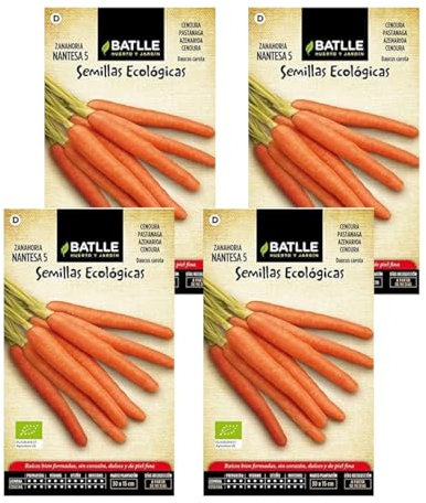 Semillas de zanahoria ecológica nantesa de Semillas Batlle PACK (4)