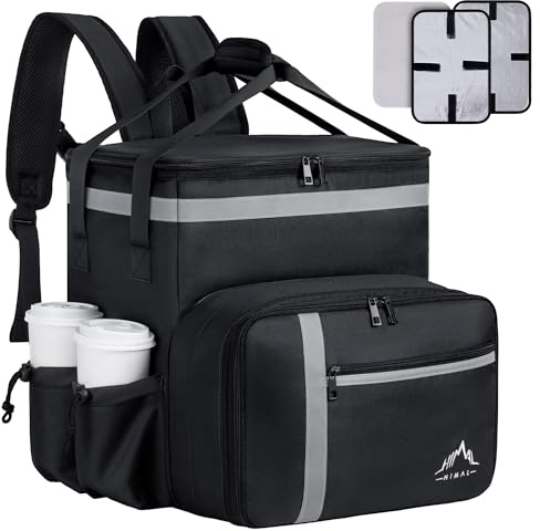 GoHimal Food Delivery Backpack, Insulated Food Delivery Bags for Takeout Bike, Large Pizza Takeout Bag for HOT/COLD with 4 Pockets Reflective Perfect for Uber Eats, Camping & Beach