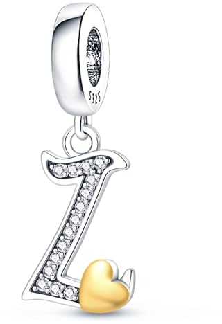 A-Z Alphabet Charms Anhänger silber 925,Bead Charms für Damen, Kompatibel mit europäischen Armbändern und Halskette