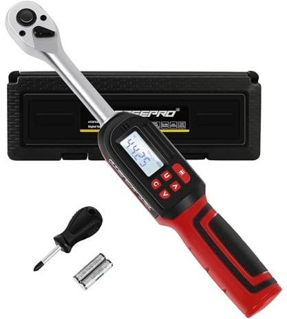 ATsafepro momentnyckel digital 3–60 Nm, digital momentnyckel 3/8 tum drift, ± 2 %, preset minne, sommar och LED Flash avisering för cykel Moto Auto