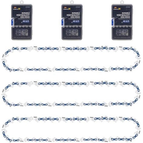 3Pcs Catena per Motosega 10 Pollici (25cm), 40 Maglie, Passo 3/8, Spessore 0.050 (1,3 mm), Catena di Ricambio per Motosega, Catena per Motosega Basso Rimbalzo per Cesoie da Potatura