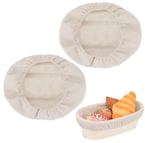 2Pcs Bread Proofing Basket Cloth Liner Rattan Baking Dough Basket Cover Liner Fermentation Basket Linen Liner Sourdough Banneton Proofing Cloth for Baking Supplies, oval about 10 × 6 inch