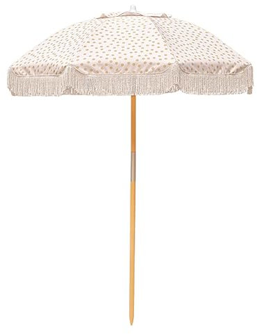 ELZEM 180cm Parasol De Jardin Extérieur Avec Frangé Parasol Balcon Inclinable Parasol Plage Vent UPF 50+ Parasol De Terrasse Étanche 8 Baleines Pour Balcon Jardin Terrasse Plage
