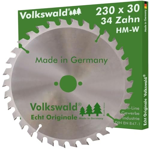 Volkswald ® HM-Sägeblatt W 230 x 30 mm Z = 34 Spanplatten Spanplatten beschichtet Holzplatten Massivholz Laminat Kunststoffe Acrylglas Tischkreissäge, Handkreissäge, Kappsäge