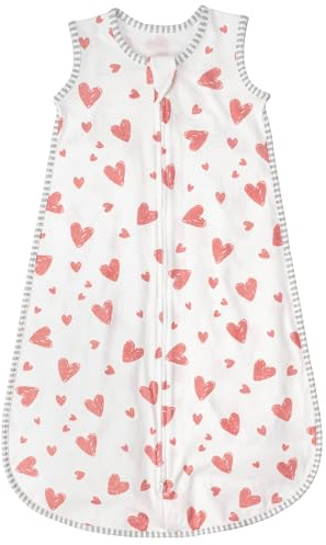 LILBESTIE Baby Sleeping Bag 1.0 Tog, 100% Cotton Summer Newborn Sleeping Bag Baby 6-12 Months, Toddler Sleep Sack Lightweight Sleep Bag, Heart