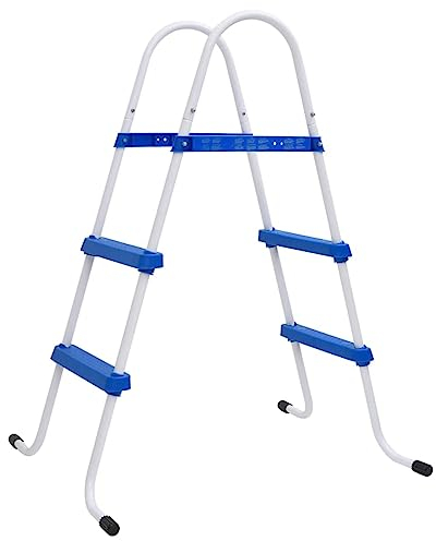 ShCuShan Pool-Leiter Blau und Weiß 84 cm Stahl Schwimmbadleiter für Pool und Schwimmbecken
