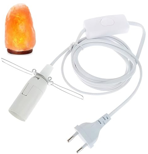 E14 Lampenfassung,Kabel mit Schalter für Salzlampe Lampenfassung E14,e14 Fassung mit 1,8M Lampenkabel und Schalter,EU-Stecker,Für Kronleuchter,Lampen,Deckenlampe,Weiß