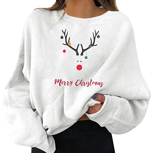 Sudaderas Navideñas Mujer Baratas Sweater Sudaderas Navideñas Mujer Túnica Pullover White Xmas Camisas Festival Fiesta Christmas Jumper Blusas Año Nuevo Abrigo Jersey Navidad Familia