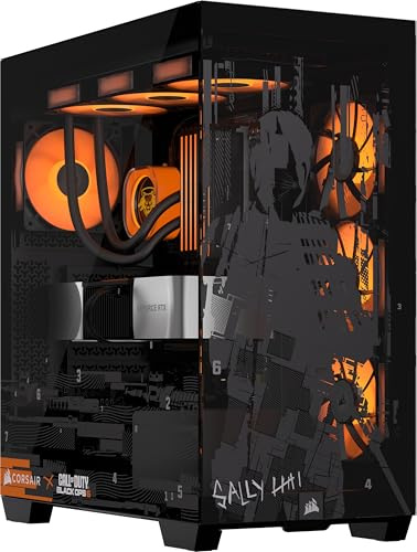 CORSAIR 3500X Call of Duty®: Black Ops 6 Edition Mid-Tower ATX PC Case – Panoramic Tempered Glass, Spacious Interior, ASUS BTF and MSI Project Zero Reverse Motherboard Compatible, No Fans Included
