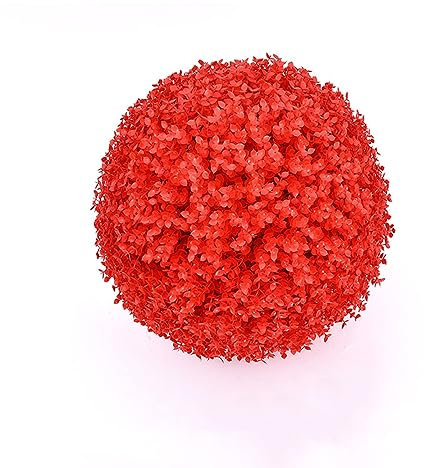 Topiario artificial de boj para decoración de interiores y exteriores (rojo, 24 pulgadas)