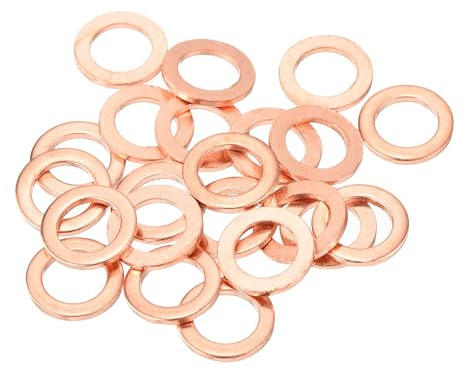 QUARKZMAN 22pcs Arandelas de Cobre, 10x6x1mm (OD*ID*Grosor) Arandela para Carter Aceite Puerta Bisagra Plana Redonda Metálica Accesorio Hidráulico Conexión Combustible Perno Reparación