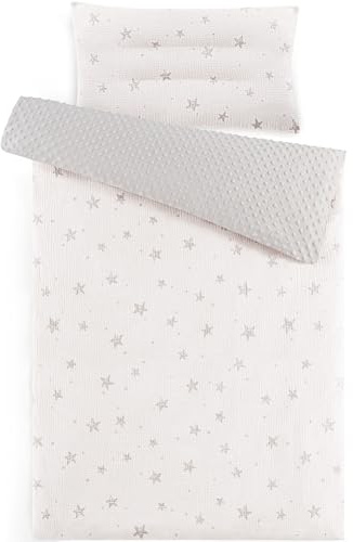 Susurration Ropa de Cama Infantil de Muselina, 100 x 135 cm, Funda de Almohada de 40 x 60 cm, Ligera y Cómoda, Juego de Ropa de Cama para Bebés y Niños (Estrella de Albaricoque)