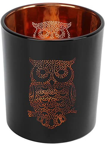 Respicefinem Glass Votive Candle Suptor Night Owl Durante Black Glass Romantic Talight Candeler Ideal para Bar de Ministros Interiores