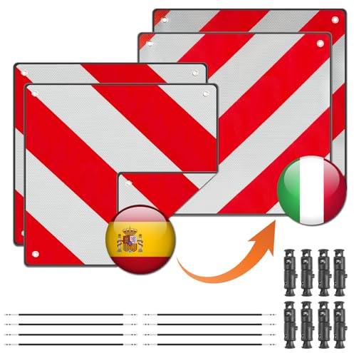 Afenau 2Pcs Cartello di Carico Sporgente, Cartello di Sicurezza Porta 8 Nodi, 50x50cm Cartello Carichi Sporgenti Oomologato, Cartello Carico Sporgente Omologato per Portapacchi Posteriori/Portabici