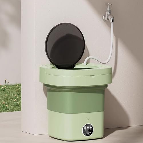 Tragbare Mini-Waschmaschine, 15 l, Reisewaschanlage mit Wasch- und Ablaufzyklus, kompakte und faltbare Wäschespinne für Camping, Wohnmobil, Wohnung, Heimgebrauch – ideal für schnelle Wäschelösungen