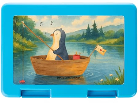 Mr. & Mrs. Panda Butterbrotdose Pinguin Angelboot Design - Geschenk, Trennung, Bento Box, Angeln, Snackbox, Scheidung, Boot, Lebensmittel Aufbewahrungsbox, Optimistisch, Lunchbox, Frühstücksbox