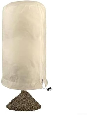 Copertura per piante per l'inverno, protezione antigelo per piante da esterno, con cerniera e coulisse regolabile, resistente agli strappi, in tessuto antigelo (beige, 60 x 80 cm)