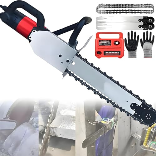 LQQYJSM Motosierra Eléctrica Mano para Cortar Muros, Sierra para Hormigón, Herramienta Corte con Motosierra Eléctrica con S istema Supresión De Polvo Alimentado por Agua Y 2 Cadenas 8800W
