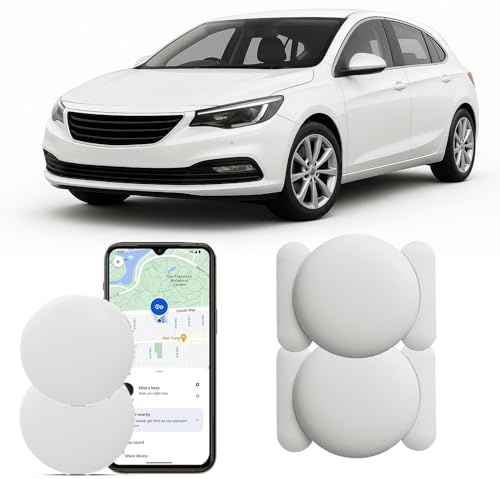 GPS Coche localizador Android, GPS Tracker rastreador magnético Oculto para Coches Sin cuota mensual, no SIM, Seguimiento en Tiempo Real para niños, Mascotas,Compatible con goo- gle Find My (2 Blanca)