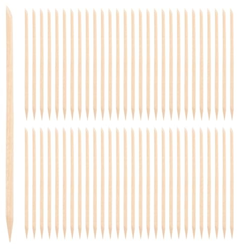 ULTECHNOVO 100 Bâtonnets en Bois pour Repousser les Cuticules, Outil Multifonction en Bois Beige, Design Facile à Utiliser pour Pédicure et Routine Beauté