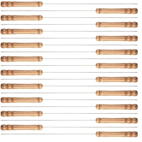 Toyvian Lot de 20 Brochettes à Kebab en Acier Inoxydable 33 CM avec Manche en Bois Brochettes pour Barbecue et Grillades Ustensiles de Cuisson Résistants pour Pique- et Camping