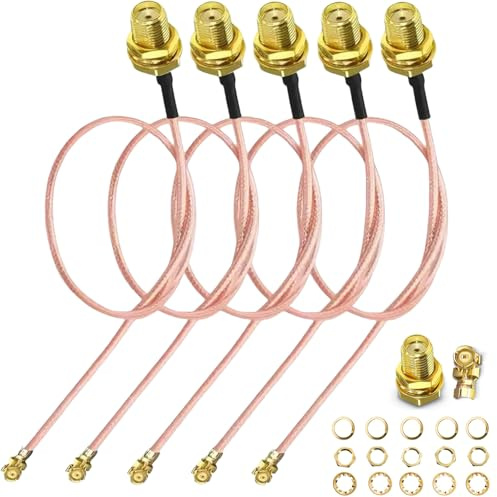 AmiCera 5 Stück 8 Zoll SMA auf IPX Kabel, SMA Buchse zu UFL IPX Koaxialadapter RG178 Pigtail Koaxialkabel, 20cm WLAN Antennen Verlängerungskabel für Wireless Router Netzwerkkarten PCI Modul