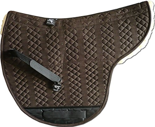 Engel Reitsport | SADEK-BLAP-L-MOC-MED | Lammfell Satteldecke | baumlos | Korrektur innen aufpolsterbar | Fell in Sattellage | Gr. L | Stoff moccabraun Fell med./Natur