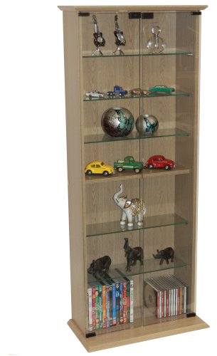 WATSONS BOSTON - 116 DVD/ 344 CD Book Storage Shelves Glass/Collectable Display Cabinet - Oak