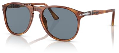 Persol Unisex-Erwachsene 0Po9649S 96/56 55 Sonnenbrille, Braun (Light Havana/Crystal Blue)