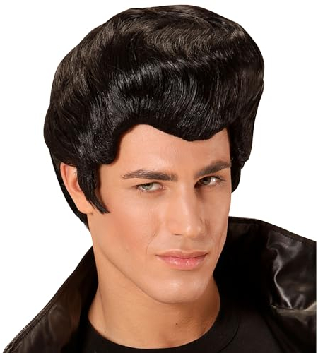 W WIDMANN MILANO Party Fashion - 01849 - Peluca Rockabilly, negra, carnaval, fiesta temática