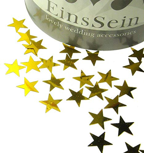 EinsSein Streudeko gold Sterne ca. 1.000 Stk | 1cm Metallic Konfetti für Weihnachten Silvester Hochzeit Party Geburtstag | Tischdeko Deko Sterne |Tischkonfetti für Feiern & Events