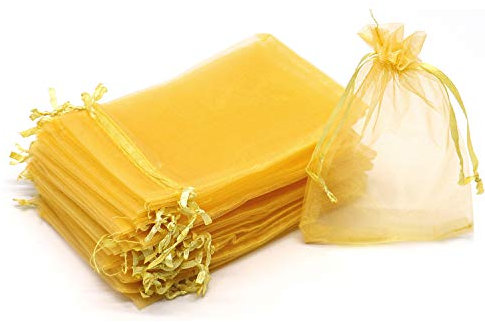 Dealglad 100 Stück goldene Organza-Beutel, 15.2x20.3 cm Netz-Schmuckbeutel mit Kordelzug, Geschenktüten für Weihnachten, Hochzeit, Party, Badekugeln, Verpackung für kleine Unternehmen