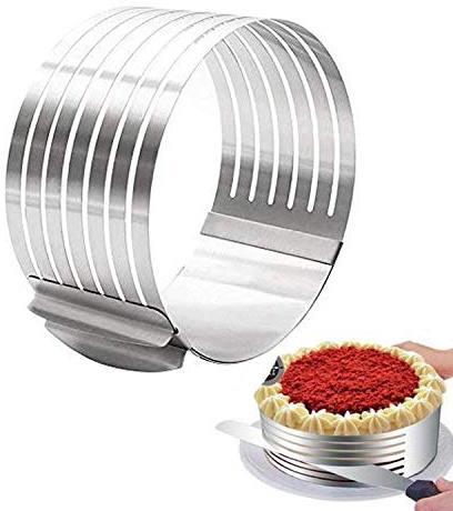 Lvcky Verstellbarer 22,9 cm – 30,5 cm Edelstahl-Kuchenringschneider, Mousse, Schneiden, Kucheneinstellungsring
