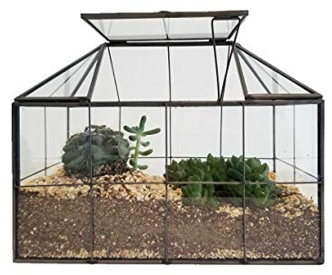 Humeng Maison Forme décoration Terrarium qualité Verre géométrique tansparent Soleil Fleur Pot Artistique Vase pour Catus Moss Plantes Grasses Plante Support boîte Artisanat