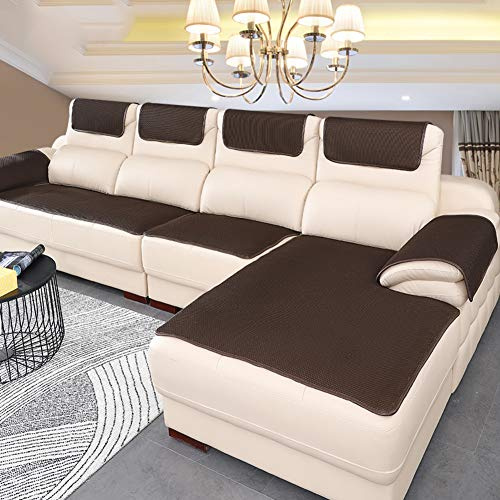BK&MF Sofa Abdeckung Für Ledercouch, Sofabezug 1/2/3/4 Sitzer Super rutschfeste Sofa Dämpfung Couch überwurf Für Haustiere Separat Erhältlich-Dunkelbraun 70x80cm(28x31inch)
