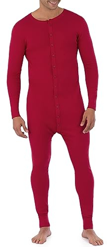 Fruit of The Loom Herren Hochwertiger Thermo-Anzug Pyjamahose, Rot/Ausflug, einfarbig (Getaway Solids), Large