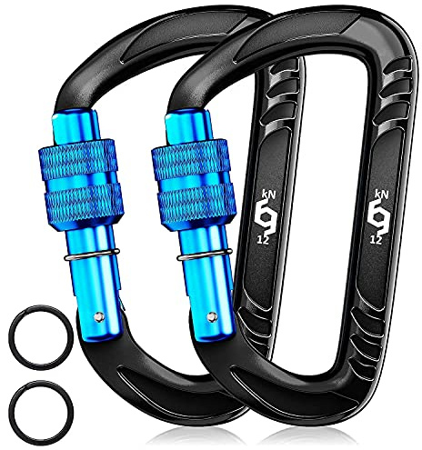 Rhino Produxs 12kN (2697 lbs) Heavy Duty Carabiner Clips, for Securing Pets, Outdoor, Camping, Hiking, Hammock, Dog Leash Harness, Keychains