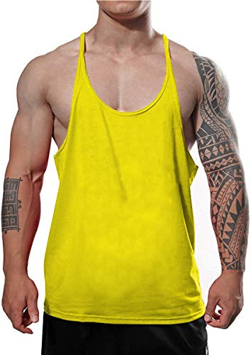 Mens Gym Stringer Singlet Stretchy Bodybuilding Träningströja Ren Bomull Storlek S