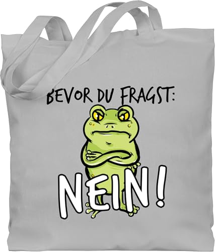 Shirtracer - Baumwolltasche - Sprüche Statement mit Spruch - Bevor du fragst: Nein! - Frosch - Schwarz