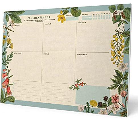 Kokonote Wochenplaner Tischkalender Block A3 - Kalender Planer Botanical auf Deutsch - Tischplaner A3 - Tischkalender ohne Datum - Schreibtischunterlage Papier