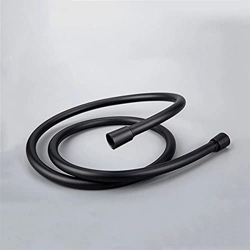 LONGSAO PVC Hochdruck Silber & Schwarz PVC Glatter Duschschlauch Für Bad Handbrause Flexibler Duschschlauch -1M-Schwarz