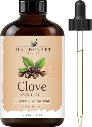 Handcraft Blends Huile essentielle de clou de girofle – 118 ml – 100 % pure et naturelle – Qualité supérieure avec compte-gouttes en verre