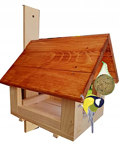 Vogelhaus Futterhaus zum Stellen oder Aufhangen Wandrogelfutterhaus für Vogel B-280mm L-300mm H-250mm Impragniertes Holz