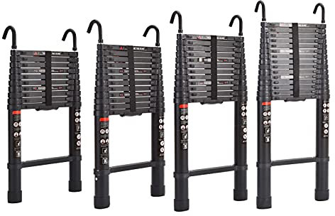 20FT Telescopic Aluminum Ladder with 2 Detachable Hooks, Folded 3.8ft Portable Folding Extension Ladder for Home Loft DIY Projects, Heavy Duty Ladders 330lbs Max Load, EN131 Certificated