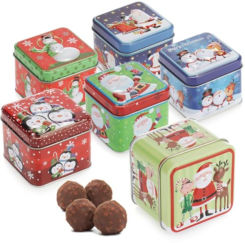 com-four® 6x Keksdose - Blechdose für Weihnachtskekse - weihnachtliche Vorratsdose mit Deckel - Aufbewahrungsbox für Cookies - Süßigkeiten und Geschenke (6 Stück - Mix - bunt)