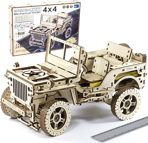 WOODEN.CITY Car Model Kit to Build Jeep 4x4-3D Wooden Puzzles for Adults - Model Car Kits